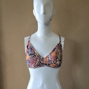 Shade and Shore Women's Printed Swim  Bralette - Pink & Orange Snake Print #960